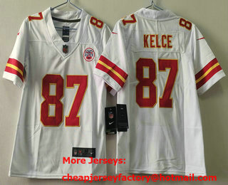 Youth Kansas City Chiefs #87 Travis Kelce Limited White Vapor Jersey