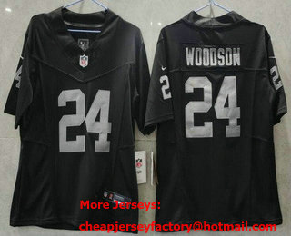 Youth Las Vegas Raiders #24 Charles Woodson Limited Black FUSE Vapor Jersey