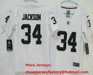 Youth Las Vegas Raiders #34 Bo Jackson Limited White Vapor Jersey