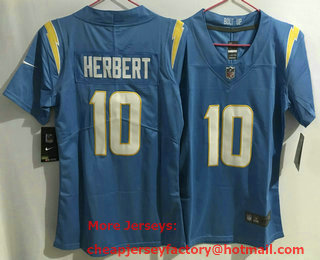 Youth Los Angeles Chargers #10 Justin Herbert Light Blue 2020 NEW Vapor Untouchable Stitched NFL Nike Limited Jersey