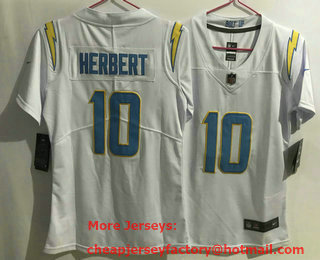 Youth Los Angeles Chargers #10 Justin Herbert White 2020 NEW Vapor Untouchable Stitched NFL Nike Limited Jersey