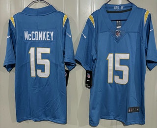 Youth Los Angeles Chargers #15 Ladd McConkey Limited Light Blue Vapor Jersey