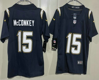 Youth Los Angeles Chargers #15 Ladd McConkey Limited Navy Vapor Jersey