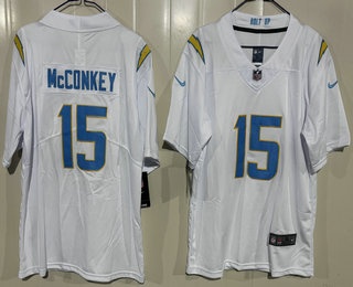 Youth Los Angeles Chargers #15 Ladd McConkey Limited White Vapor Jersey