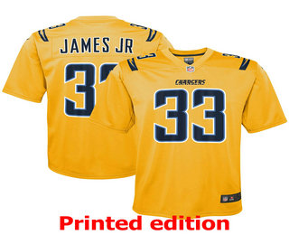 Youth Los Angeles Chargers #33 Derwin James Gold 2019 Inverted Legend Printed NFL Nike Limited Jersey