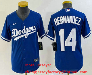 Youth Los Angeles Dodgers #14 Enrique Hernandez Blue Stitched Cool Base Nike Jersey