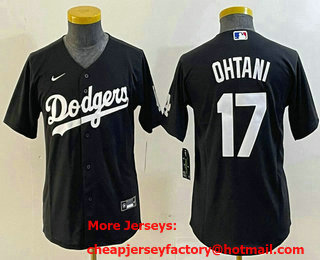 Youth Los Angeles Dodgers #17 Shohei Ohtani Black Turn Back The Clock Stitched Cool Base Jersey 01