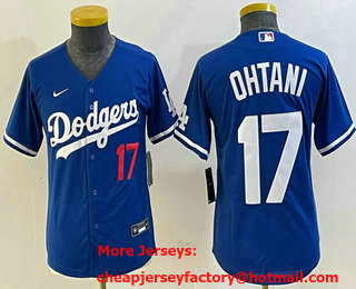 Youth Los Angeles Dodgers #17 Shohei Ohtani Number Blue Stitched Cool Base Nike Jersey