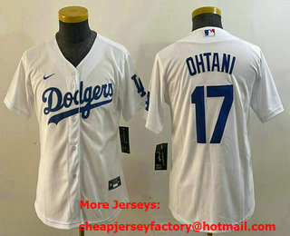 Youth Los Angeles Dodgers #17 Shohei Ohtani White Stitched Cool Base Nike Jersey