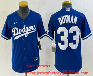 Youth Los Angeles Dodgers #33 James Outman Blue Cool Base Stitched Jersey