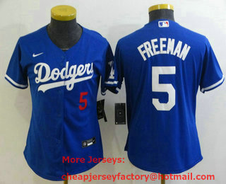 Youth Los Angeles Dodgers #5 Freddie Freeman Blue 2022 Number Cool Base Stitched Nike Jersey