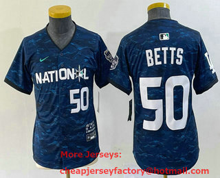 Youth Los Angeles Dodgers #50 Mookie Betts Number Royal 2023 All star Cool Base Stitched Jersey
