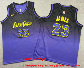 Youth Los Angeles Lakers #23 Lebron James 2024 Purple City Edition Swingman Stitched Jersey