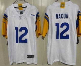 Youth Los Angeles Rams #12 Puka Nacua Limited White Vapor Jersey