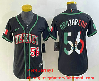 Youth Mexico Baseball #56 Randy Arozarena Number 2023 Red World Classic Stitched Jersey 11