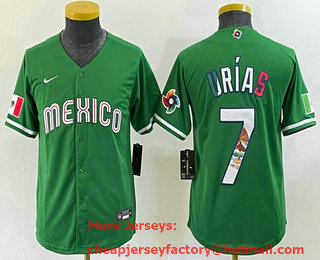 Youth Mexico Baseball #7 Julio Urias 2023 Green World Classic Stitched Jersey 11