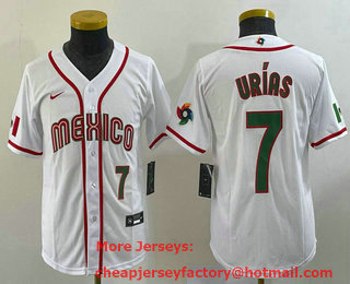 Youth Mexico Baseball #7 Julio Urias Number 2023 White World Baseball Classic Stitched Jersey 17