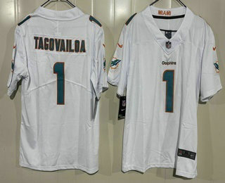 Youth Miami Dolphins #1 Tua Tagovailoa Limited White Vapor Jersey