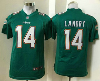 Youth Miami Dolphins #14 Jarvis Landry Green Team Color Stitched NFL Nike Game Jersey