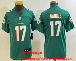 Youth Miami Dolphins #17 Jaylen Waddle Limited Aqua Vapor Jersey