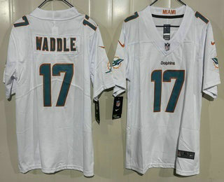 Youth Miami Dolphins #17 Jaylen Waddle Limited White Vapor Jersey