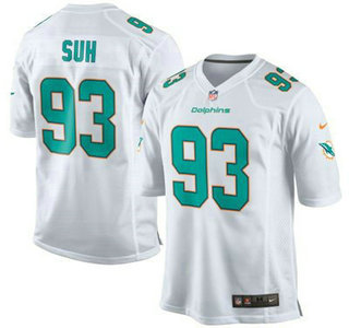 Youth Miami Dolphins #93 Ndamukong Suh White Road NFL Nike Game Jersey