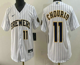 Youth Milwaukee Brewers #11 Jackson Chourio White Cool Base Stitched Jersey
