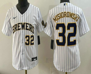 Youth Milwaukee Brewers #32 Jacob Misiorowski White Cool Base Stitched Jersey