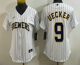 Youth Milwaukee Brewers #9 Bob Uecker White Cool Base Stitched Jersey