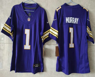 Youth Minnesota Vikings #1 Kyler Murray Limited Purple Classic Vapor Jersey