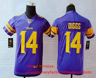 Youth Minnesota Vikings #14 Stefon Diggs Purple 2016 Color Rush Stitched NFL Nike Limited Jersey