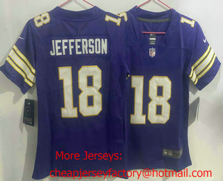 Youth Minnesota Vikings #18 Justin Jefferson Purple Limited Stitched Throwback Jersey