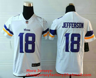 Youth Minnesota Vikings #18 Justin Jefferson White 2020 Vapor Untouchable Stitched NFL Nike Limited Jersey