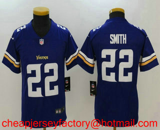 Youth Minnesota Vikings #22 Harrison Smith Purple 2017 Vapor Untouchable Stitched NFL Nike Limited Jersey