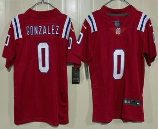 Youth New England Patriots #0 Christian Gonzalez Limited Red Vapor Jersey
