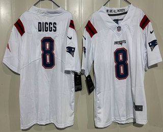 Youth New England Patriots #8 Stefon Diggs Limited White Vapor Jersey