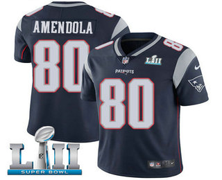 Youth New England Patriots #80 Danny Amendola Navy Blue 2018 Super Bowl LII Patch Vapor Untouchable Stitched NFL Nike Limited Jersey