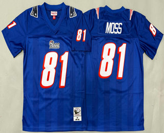 Youth New England Patriots #81 Randy Moss Blue 2007 Throwback Jersey