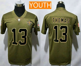 Youth New Orleans Saints #13 Michael Thomas Olive 2017 Salute To Service Stitched NFL Nike Limited Jersey
