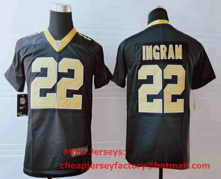 Youth New Orleans Saints #22 Mark Ingram II Black 2017 Vapor Untouchable Stitched NFL Nike Limited Jersey