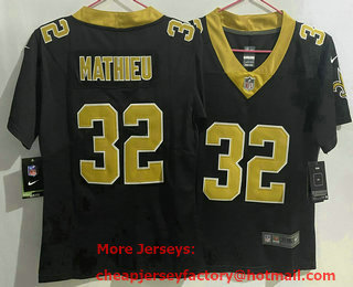 Youth New Orleans Saints #32 Tyrann Mathieu Black 2022 Vapor Untouchable Stitched NFL Nike Limited Jersey