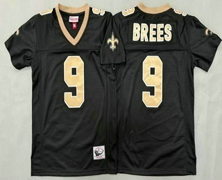 Youth New Orleans Saints #9 Drew Brees Black Throwback Jersey