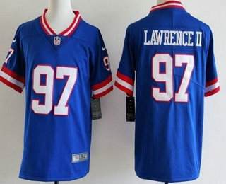 Youth New York Giants #97 Dexter Lawrence II Limited Blue Classic Vapor Jersey