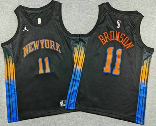 Youth New York Knicks #11 Jalen Brunson Black 2025 Statement Swingman Jersey