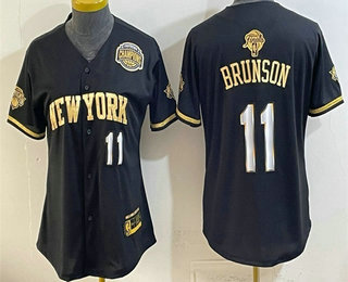 Youth New York Knicks #11 Jalen Brunson Black Gold 2026 Finals Eastern Conference Champions Patch Stitched Baseball Jersey