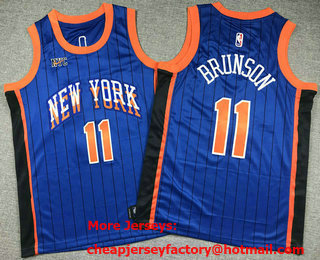 Youth New York Knicks #11 Jalen Brunson Blue 2023 City Icon Swingman Jersey
