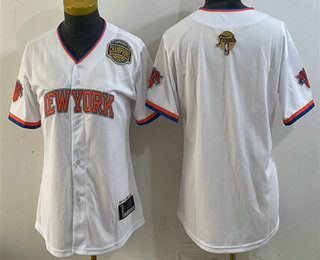 Youth New York Knicks Blank White 2026 Finals Eastern Conference Champions Patch Stitched Baseball Jersey