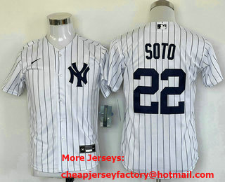 Youth New York Yankees #22 Juan Soto White Cool Base Stitched Baseball Jersey