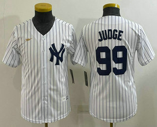 Youth New York Yankees #99 Aaron Judge White Throwback Stitched MLB Cool Base Nike Jersey