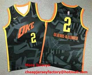 Youth Oklahoma City Thunder #2 Shai Gilgeous-Alexander Black 2023 City Icon Swingman Jersey